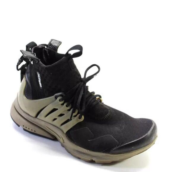 Nike Acronym x Air Presto Mid Sneakers Size 7-8‎ XXS 844672-001 Black Bamboo